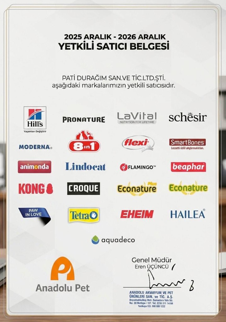 Anadolu Pet Çoklu Marka Yetkili Satıcı Belgesi