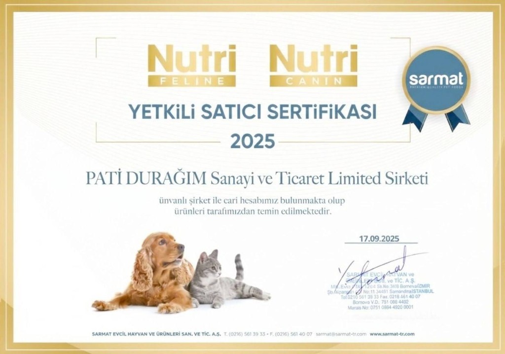 Sarmat - Nutri Yetkili Satıcı Belgesi